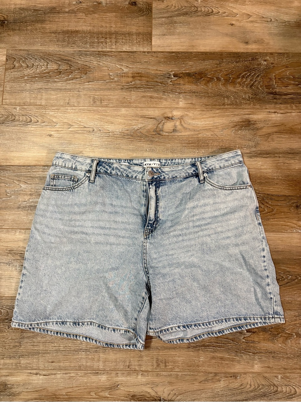 Ava & Viv Light Blue High-Rise Denim Shorts - Women